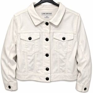Lane Bryant Women's White Denim Jacket W/Pockets Size 18